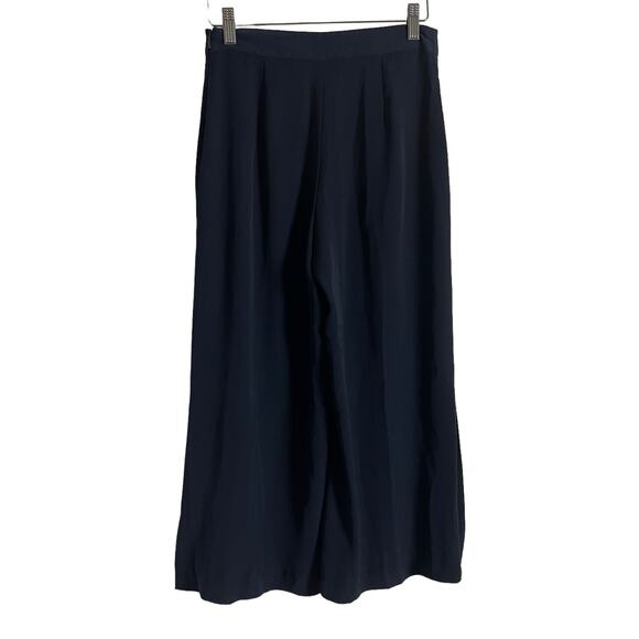 Zara Basic Solid Navy Blue Wide Leg Cropped Pants Size XS - Picture 6 of 8